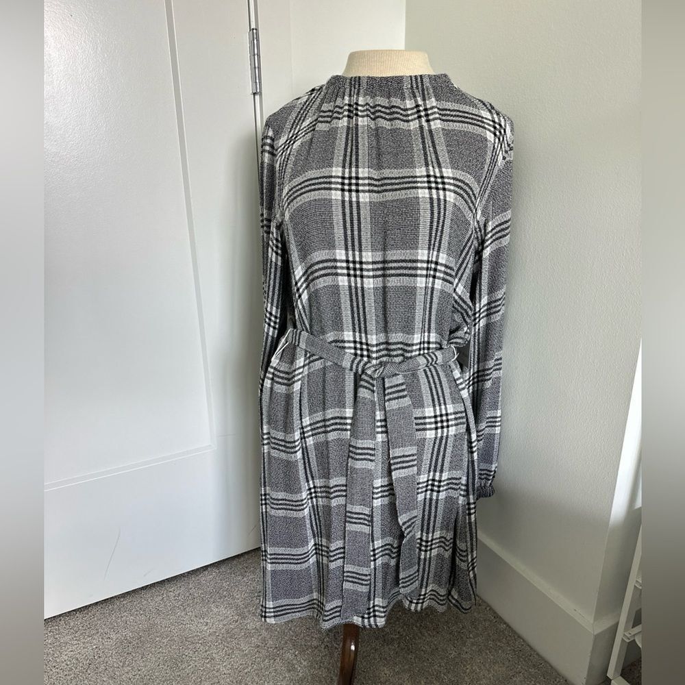 Bella Dahl Gathered Mini Dress  Womens size S Houndstooth Plaid NWT $147